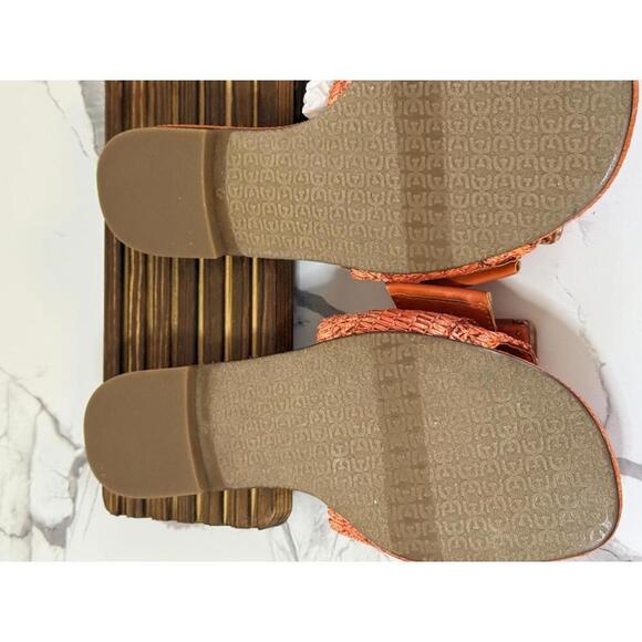 Sam Edelman New York Woven Raffia Slide Sandals Orange Square Buckle Women’s 6M - Picture 5 of 5